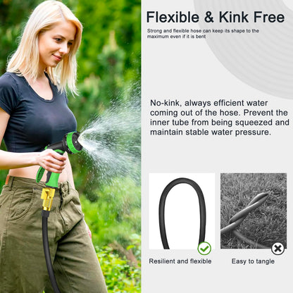 100ft Garden Hose with Brass Fittings and Nozzle