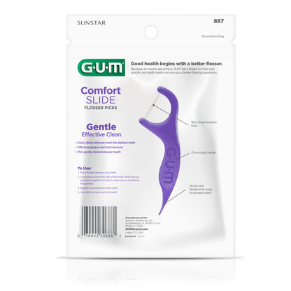 GUM Comfort Slide Floss Picks, Mint Flavor, 120ct