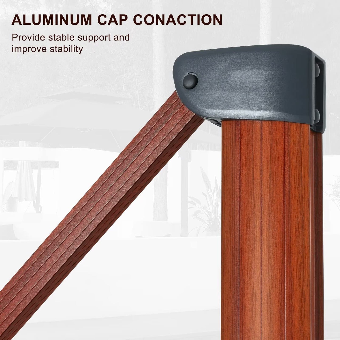 ABCCANOPY 11ft Patio Umbrella - Large Windproof Cantilever Umbrella with 360-degree Rotation,Sunbrella Fade-Resistant Outdoor Offset Round Wood Grain Umbrella for Backyard Garden Deck Pool, Beige