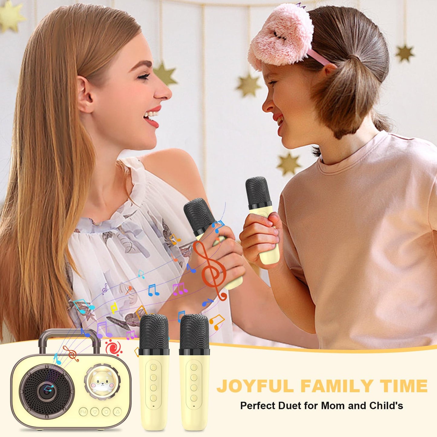 Portable Karaoke Machine with 2 Wireless Microphones