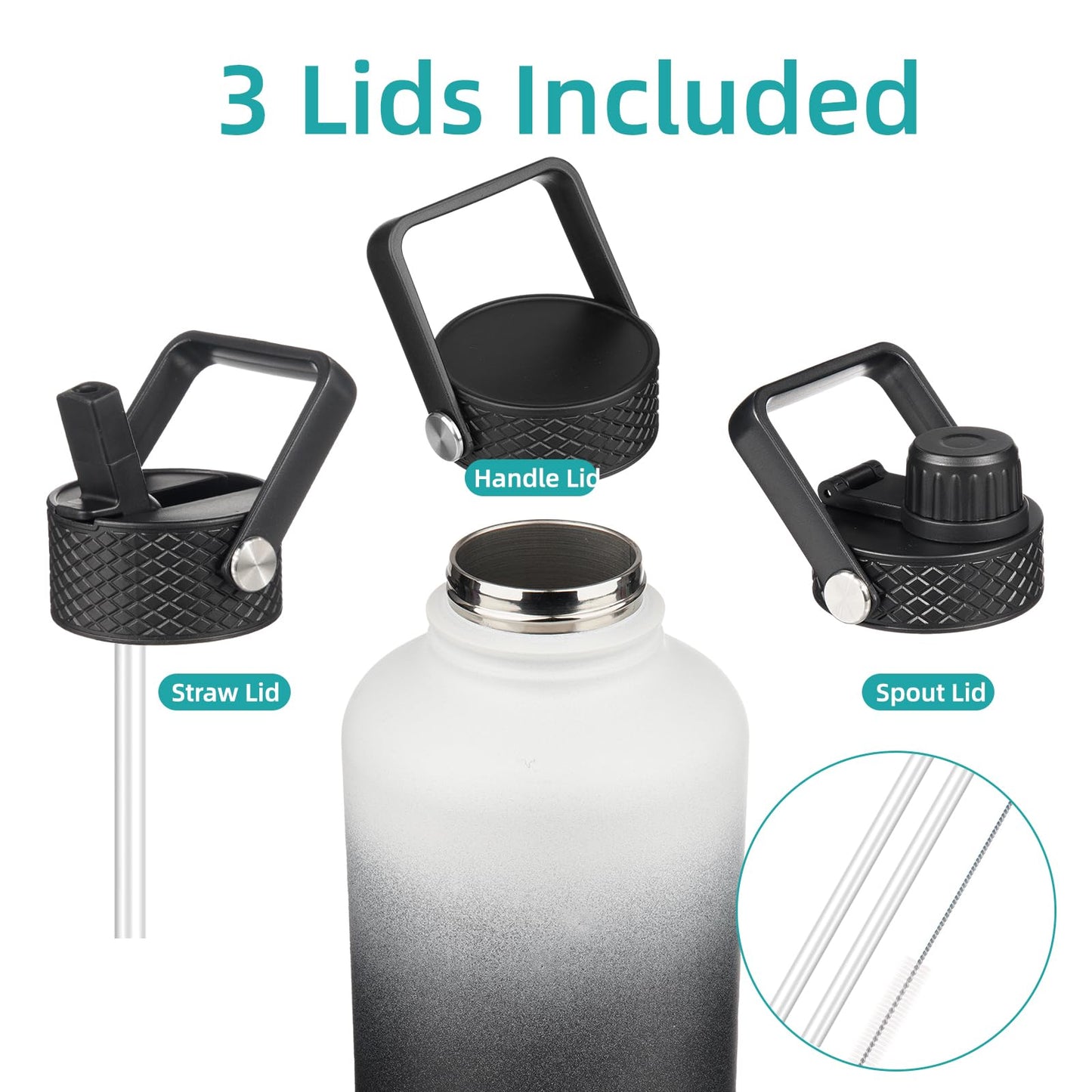 50 oz Insulated Water Bottle with Straw