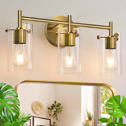 Brass 3-Light Bathroom Vanity Light Fixture