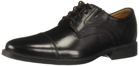 Clarks Whiddon Cap Oxford Black Leather Shoes