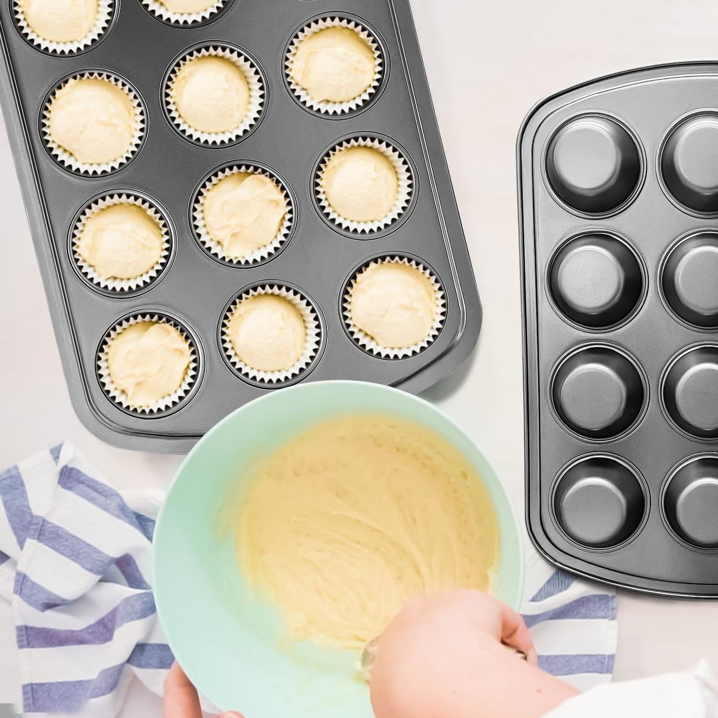 Wokic Nonstick 12-Cup Muffin Pan for Baking