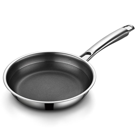 LIGTSPCE Non Stick Frying Pans,Hybrid 8 inch Frying Pans Non stick,PFOA Free Cookware,Stainless Steel Skillets,Dishwasher and Oven Safe, Works on Induction,Ceramic and Gas Cooktops