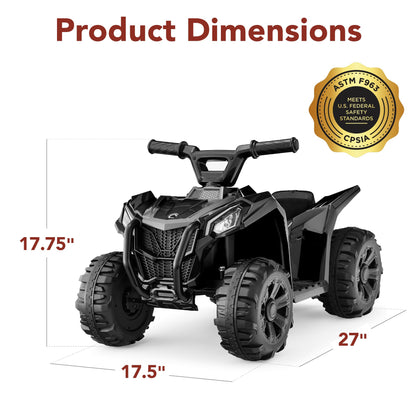 Best Choice Products 6V Kids Ride On Toy, 4-Wheeler Quad ATV Play Car w/ 1.8MPH Max Speed, Treaded Tires, Rubber Handles, Push-Button Accelerator - Black