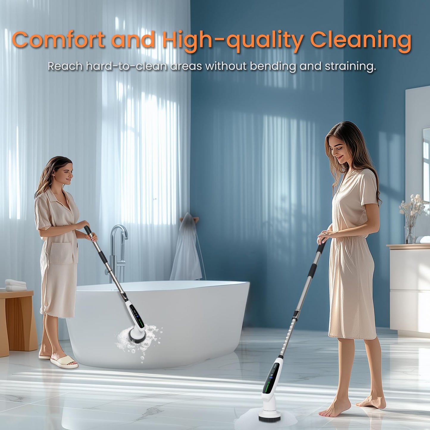 Electric Spin Scrubber with Extendable Handle