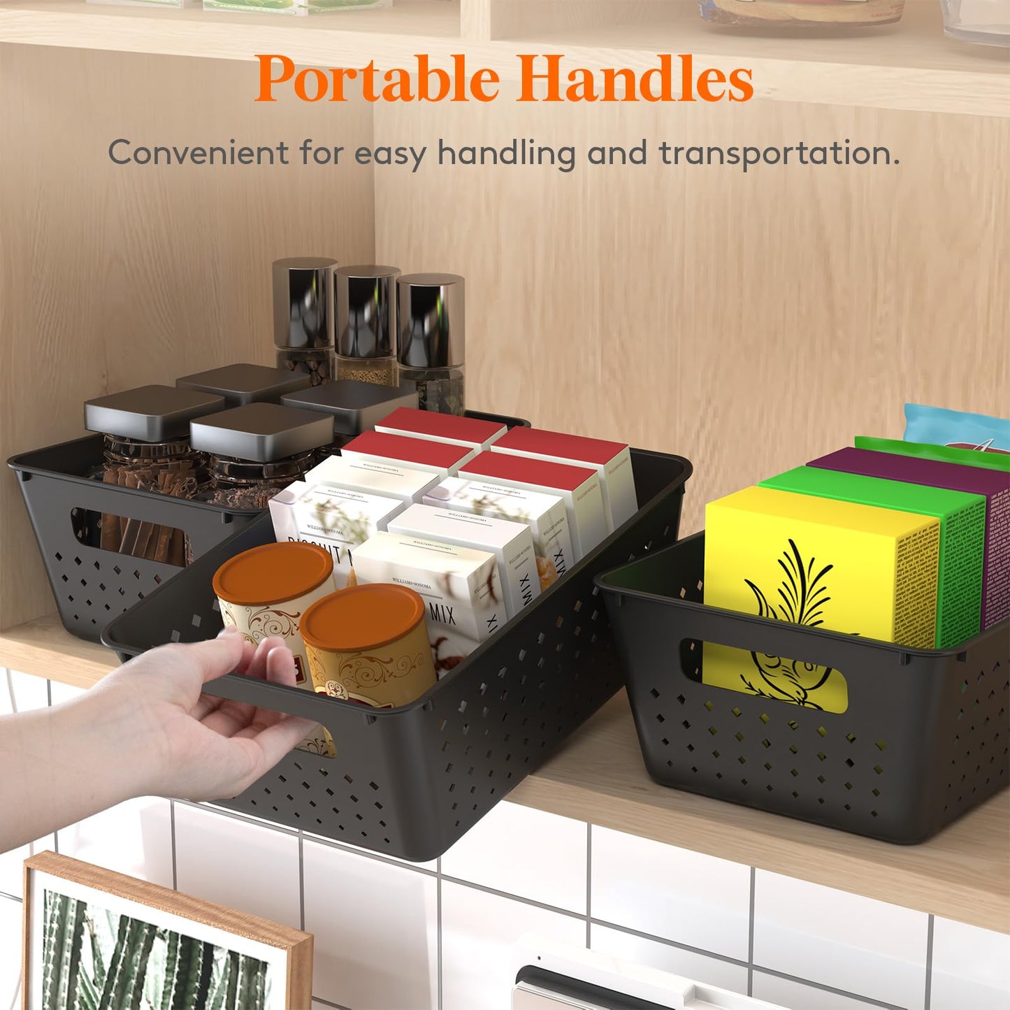 Lifewit 7-Pack Stackable Storage Bins, Black