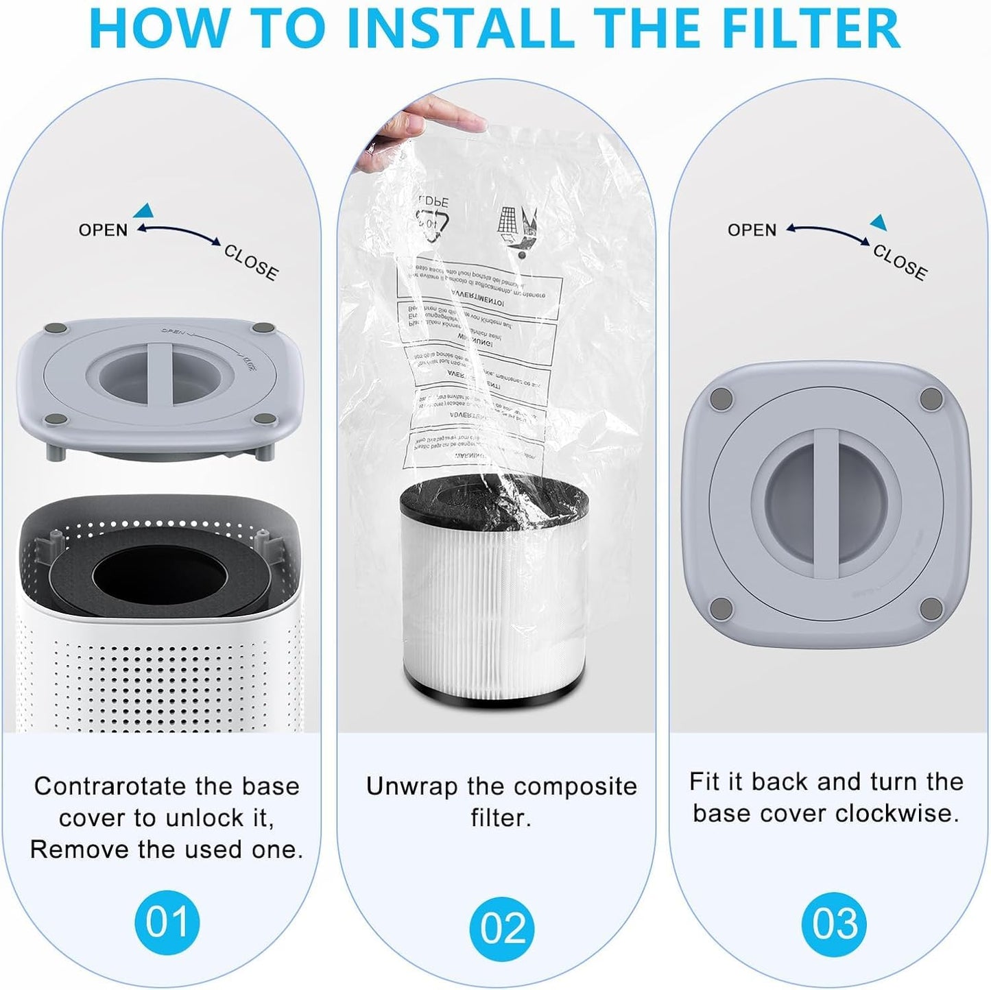Tailulu H13 HEPA Air Purifier for Large Rooms Up to 1500ft²