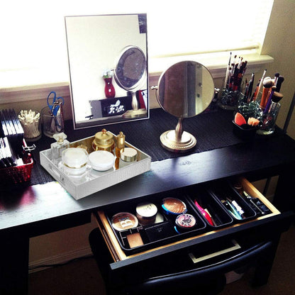 Silver Decorative Mirror Tray for Makeup Organizer
