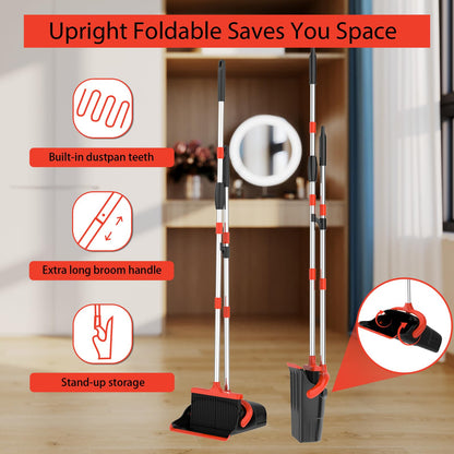 Broom and Dustpan Set with Long Handle