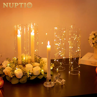 NUPTIO Set of 10 Clear Candle Holders