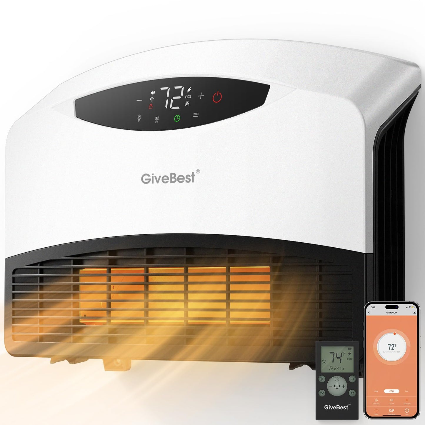 GiveBest WiFi Electric Wall Heater, 1500W Fast Heat