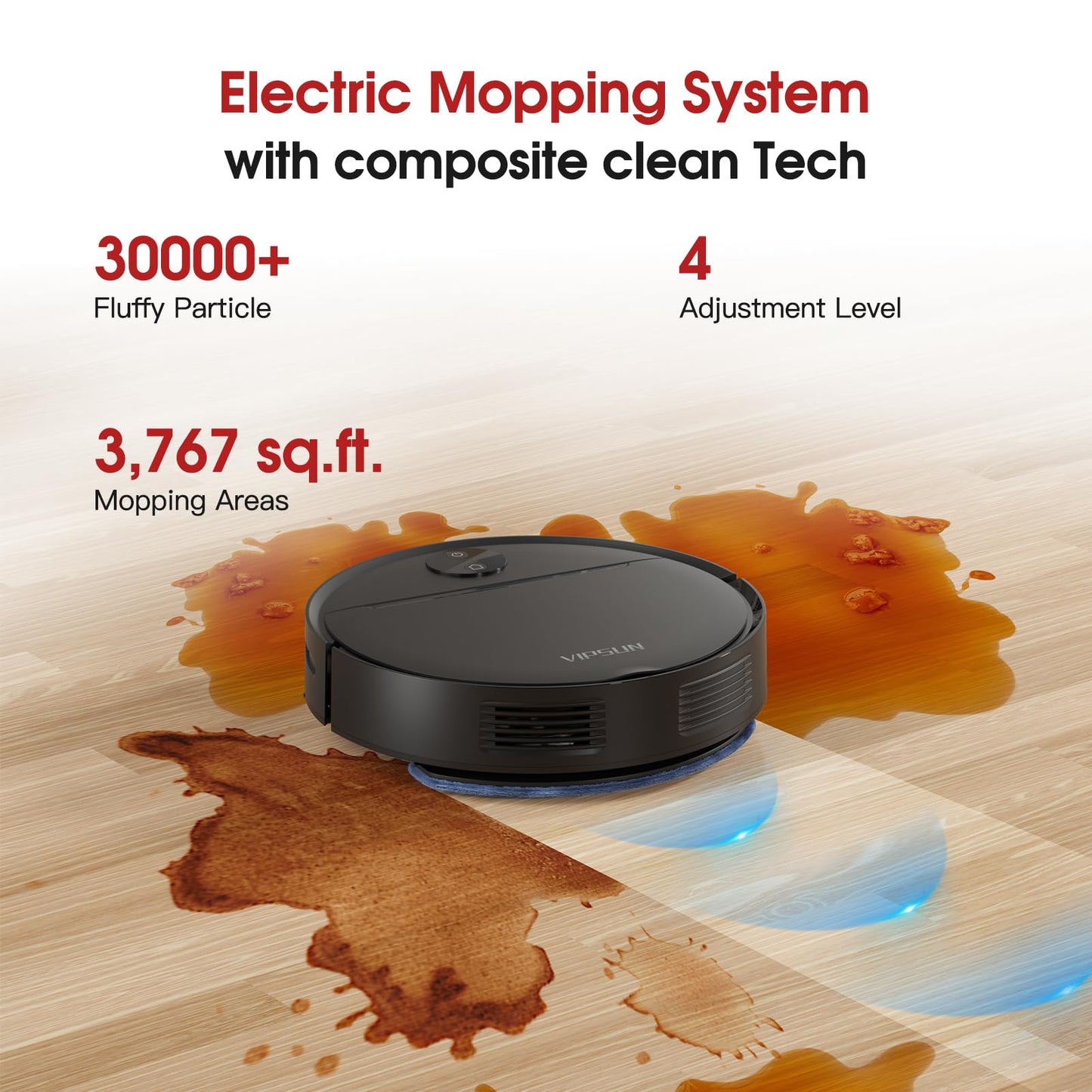 VIPSUN Robot Vacuum and Mop with 4000Pa Suction