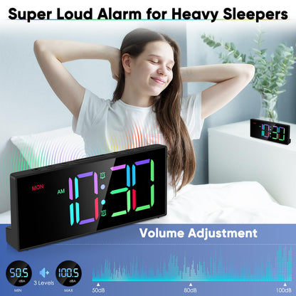 Tetino Loud Alarm Clock with Colorful Display