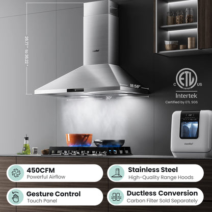 30 Inch COMFEE' Range Hood with Gesture Control