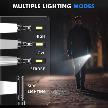 Rumiom Rechargeable LED Flashlight with Strobe Light