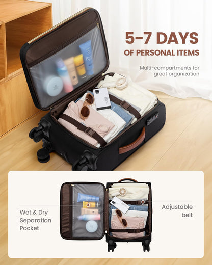 LOVEVOOK 20-Inch Carry On Luggage with Spinner Wheels