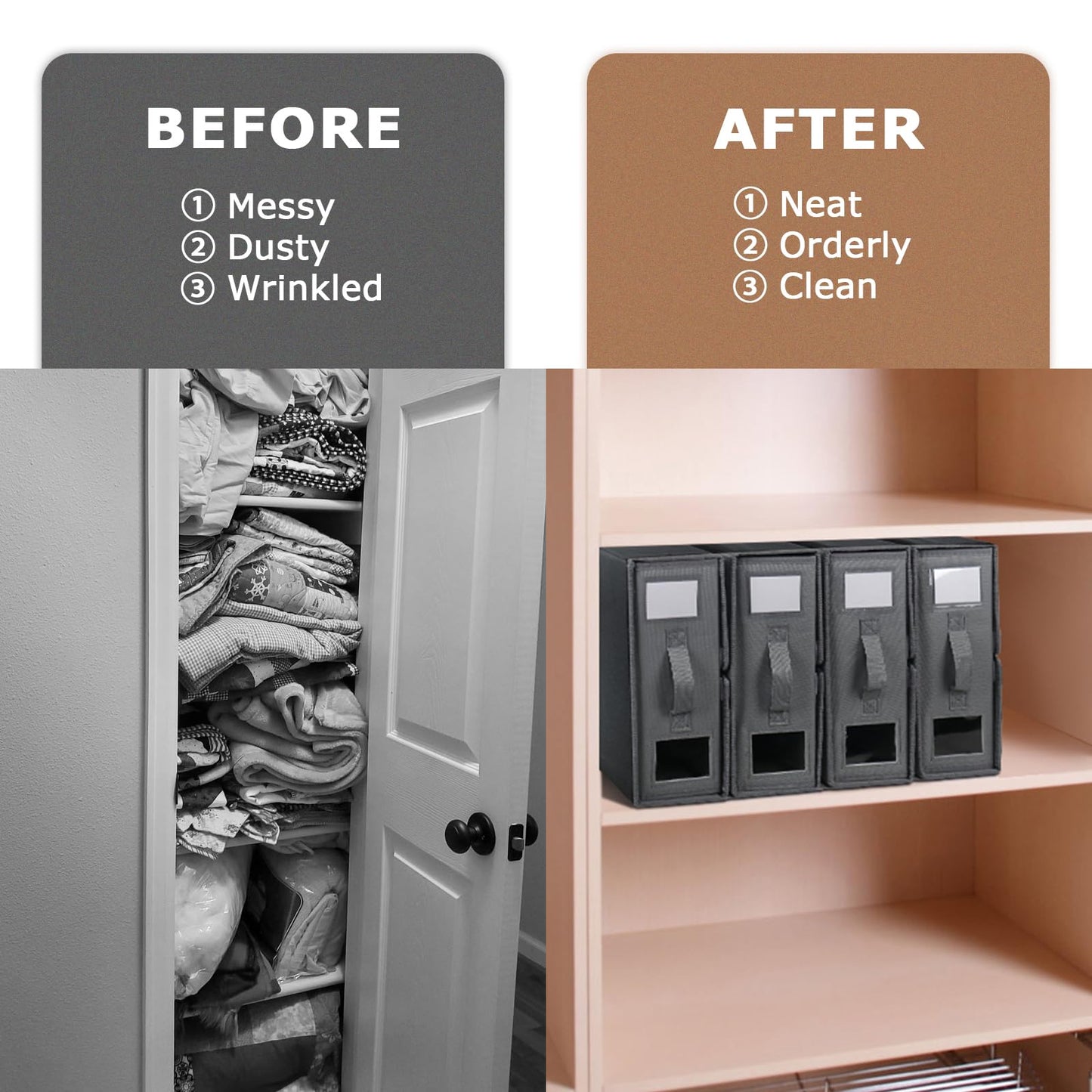 Foldable Sheet Organizers for Linen Closet Storage