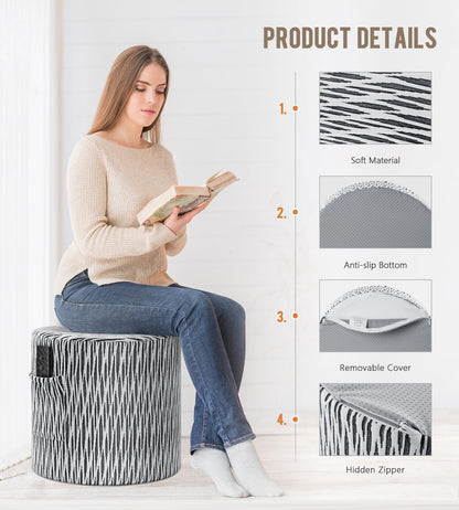 Round Stuffed Pouf Ottoman for Living Room