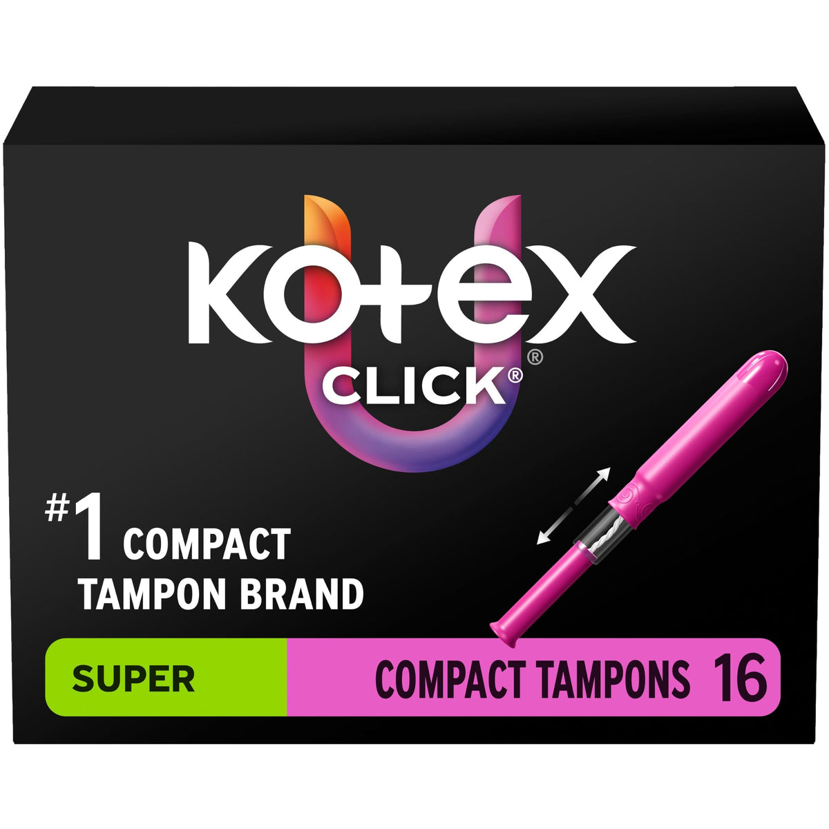 128 Count Kotex Click Compact Super Tampons