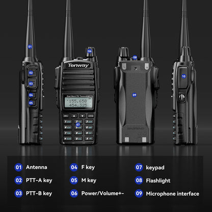 Ham Radio Walkie Talkie UV-82 Pro Dual Band Two Way Radio with Ham Radio Handheld Speaker Mic and Antenna 2Pack and One USB Programming Cable