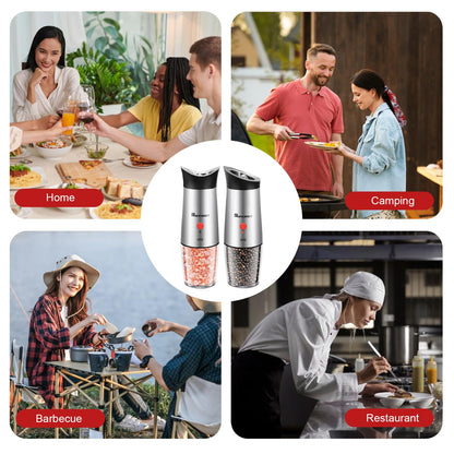 Electric Gravity Salt and Pepper Grinder Set