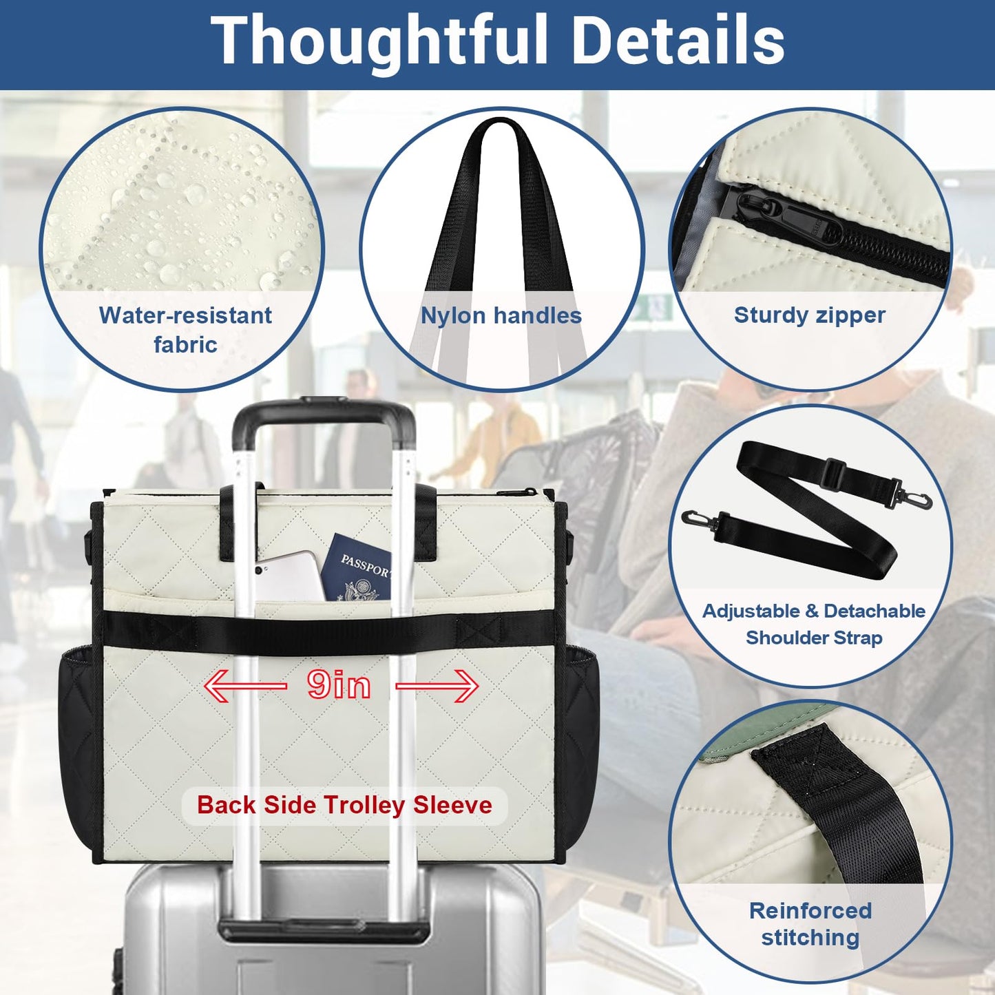 IBFUN Travel Tote Bag for Women Utility Work Tote Laptop Bag