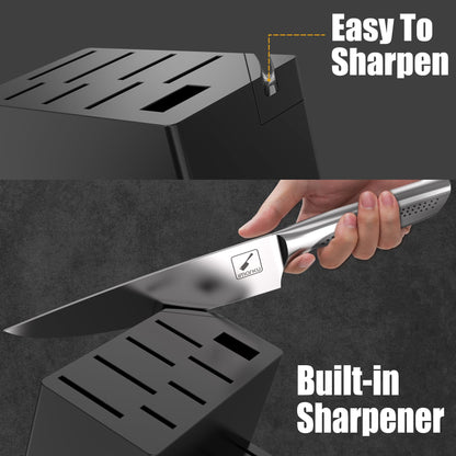 imarku 15-Piece Stainless Steel Knife Set with Block