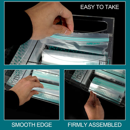 VANKVIN Ziplock Bag Storage Organizer Holders Acrylic Food Plastic Baggie Dispenser Applicable Kitchen Drawer and Pantry Compatible With Ziploc ,Sandwich, Glad,Gallon ,Snack ,Quart Size Bag