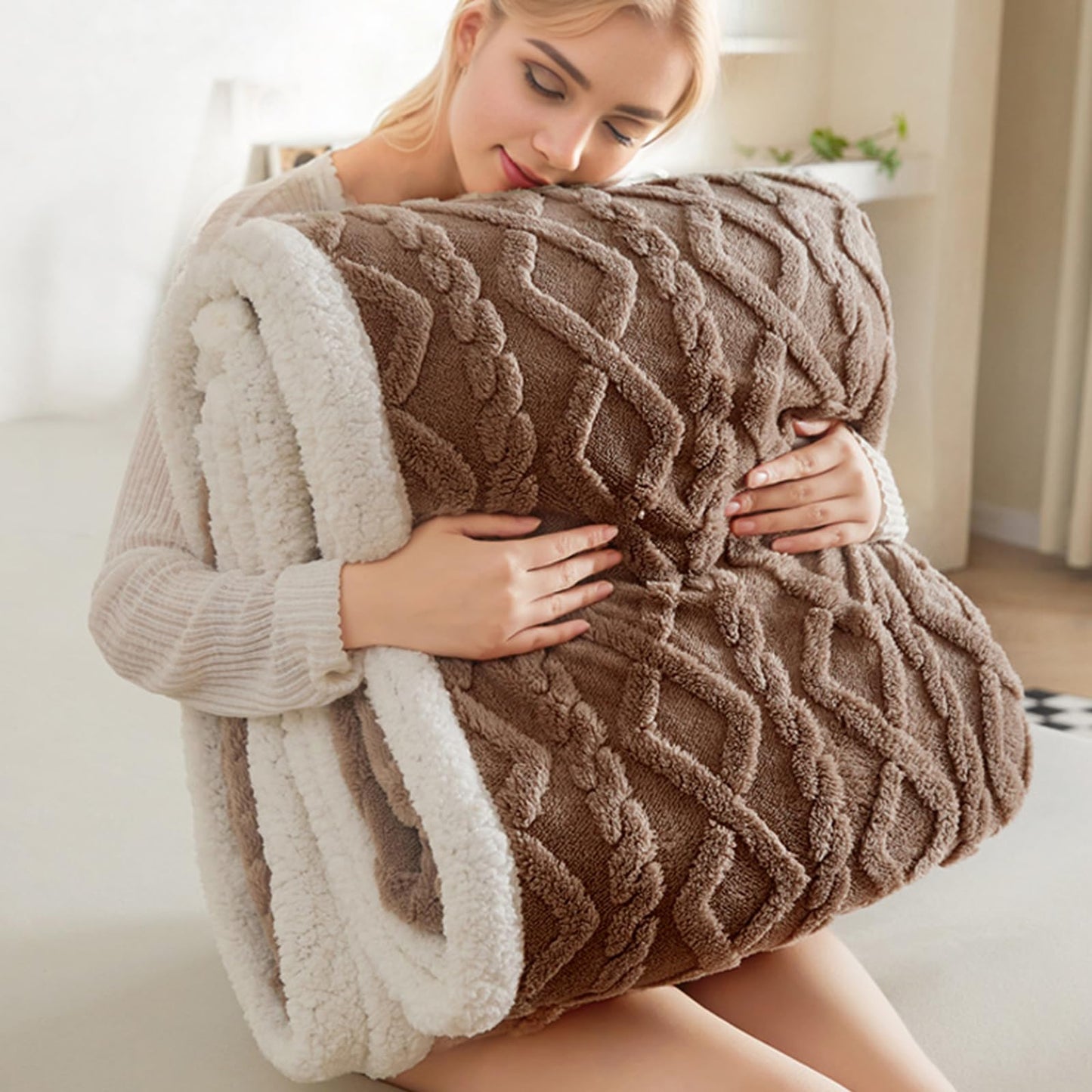 Sherpa Fleece Throw Blanket 60"x80" for All Seasons