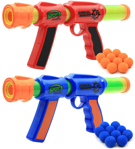 Kiddie Play Toy Foam Blasters & Guns Atomic Power Popper Ball Guns for Kids Air Shooter with Foam Balls (Pack of 2 Guns)