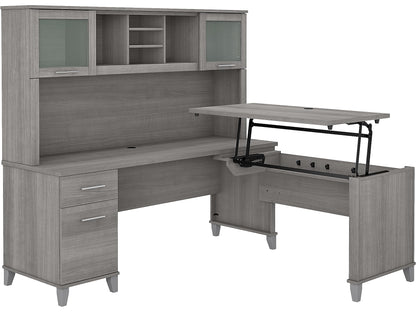 Bush Furniture Sit Stand L Shaped Desk with Hutch