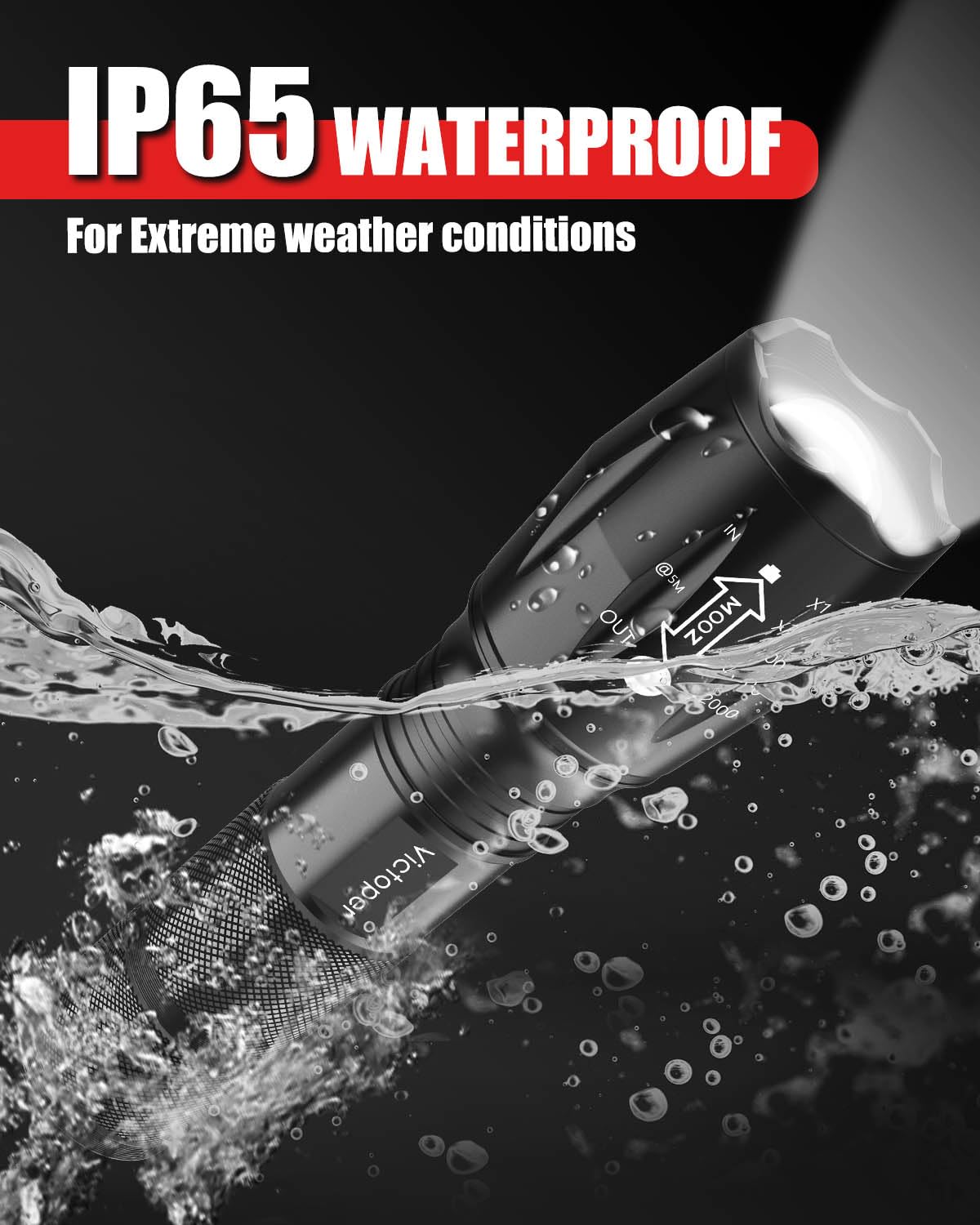 Victoper 2000 Lumens Waterproof Tactical Flashlights