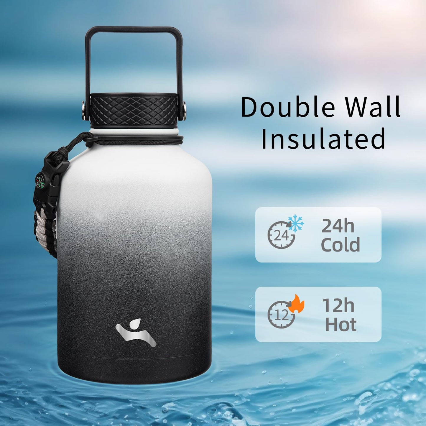 50 oz Insulated Water Bottle with Straw