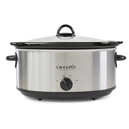 Crock-Pot 7 Quart Oval Manual Slow Cooker, Stainless Steel (SCV700-S-BR), Versatile Cookware for Large Families or Entertaining