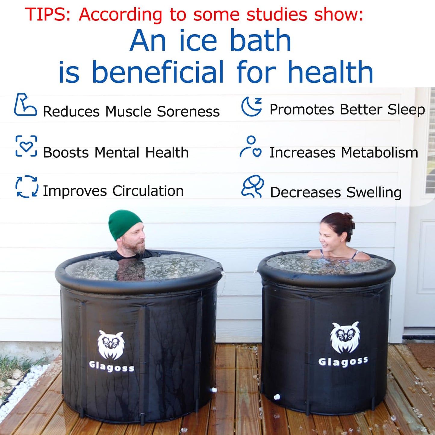 Large Size Cold Plunge Tub Made from Environmentally Friendly Materials. Safe Icebath Barrel for Athletes Cold Water Training Therapy Recovery. Portable Outdoor Indoor Inflatable Tub