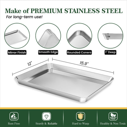 2-Pack Stainless Steel Baking Sheet Set