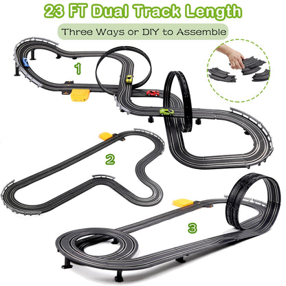 23ft Slot Car Race Track Set with 4 Cars