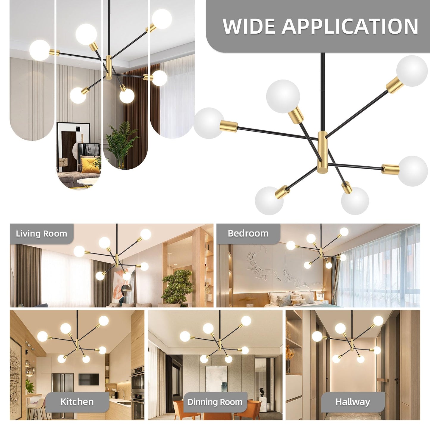 6-Light Sputnik Chandelier by CANMEIJIA