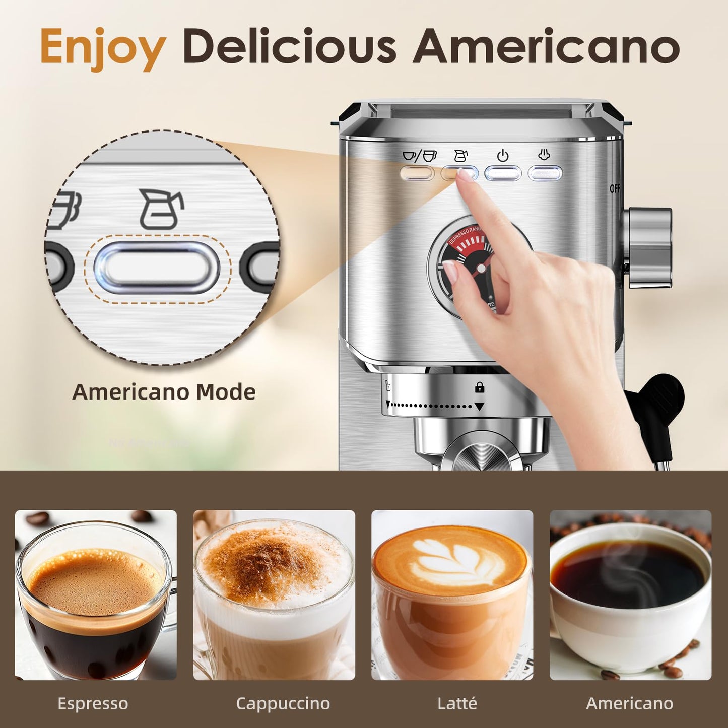 Spacekey 20 Bar Espresso Machine with Milk Frother