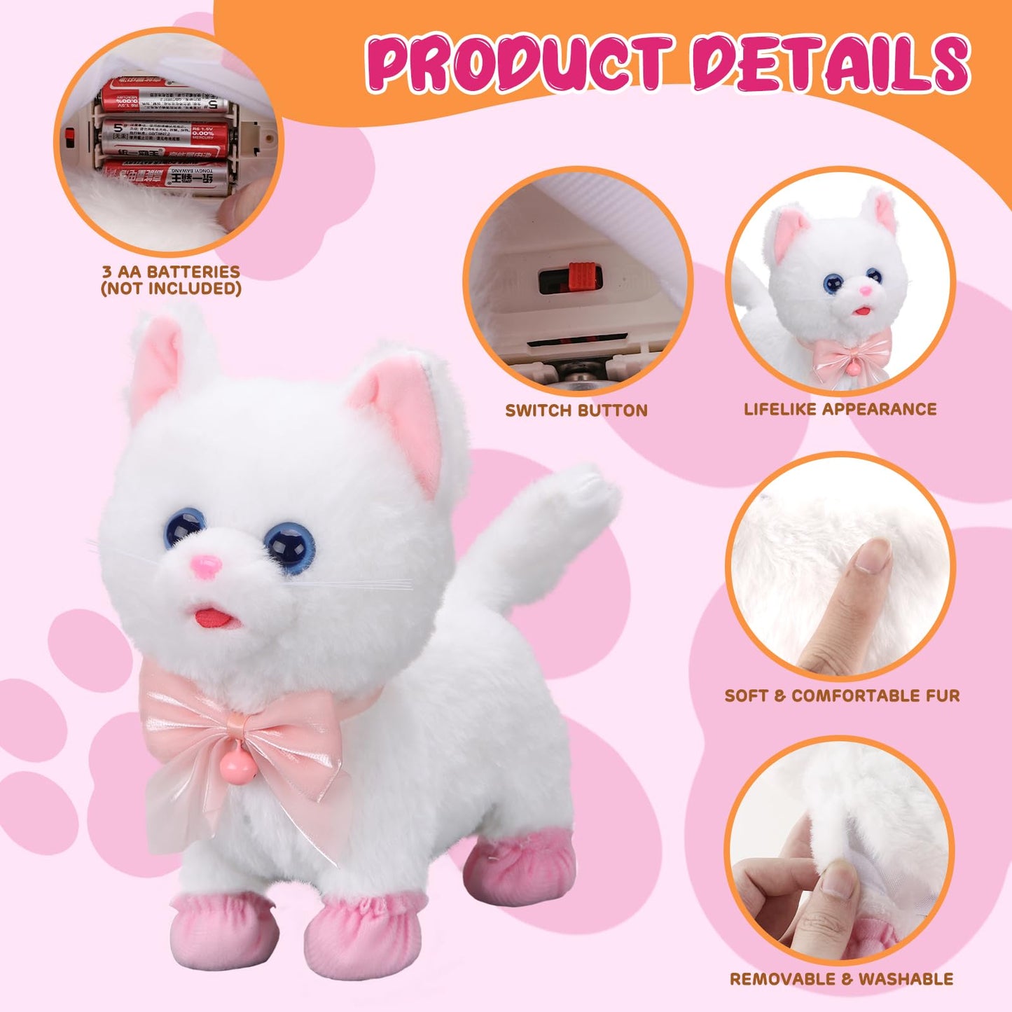 Interactive Remote Control Plush Kitten Toy