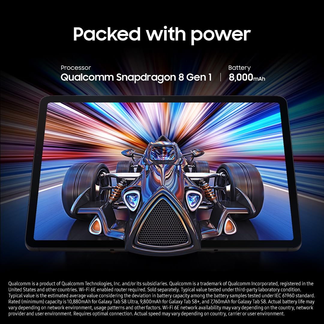 SAMSUNG Galaxy Tab S8+ 12.4” 128GB WiFi 6E Android Tablet, Large AMOLED Screen, S Pen Included, PC Experience, Ultra Wide Camera Records 4K Video, Long Lasting Battery, US Version, 2022, Graphite
