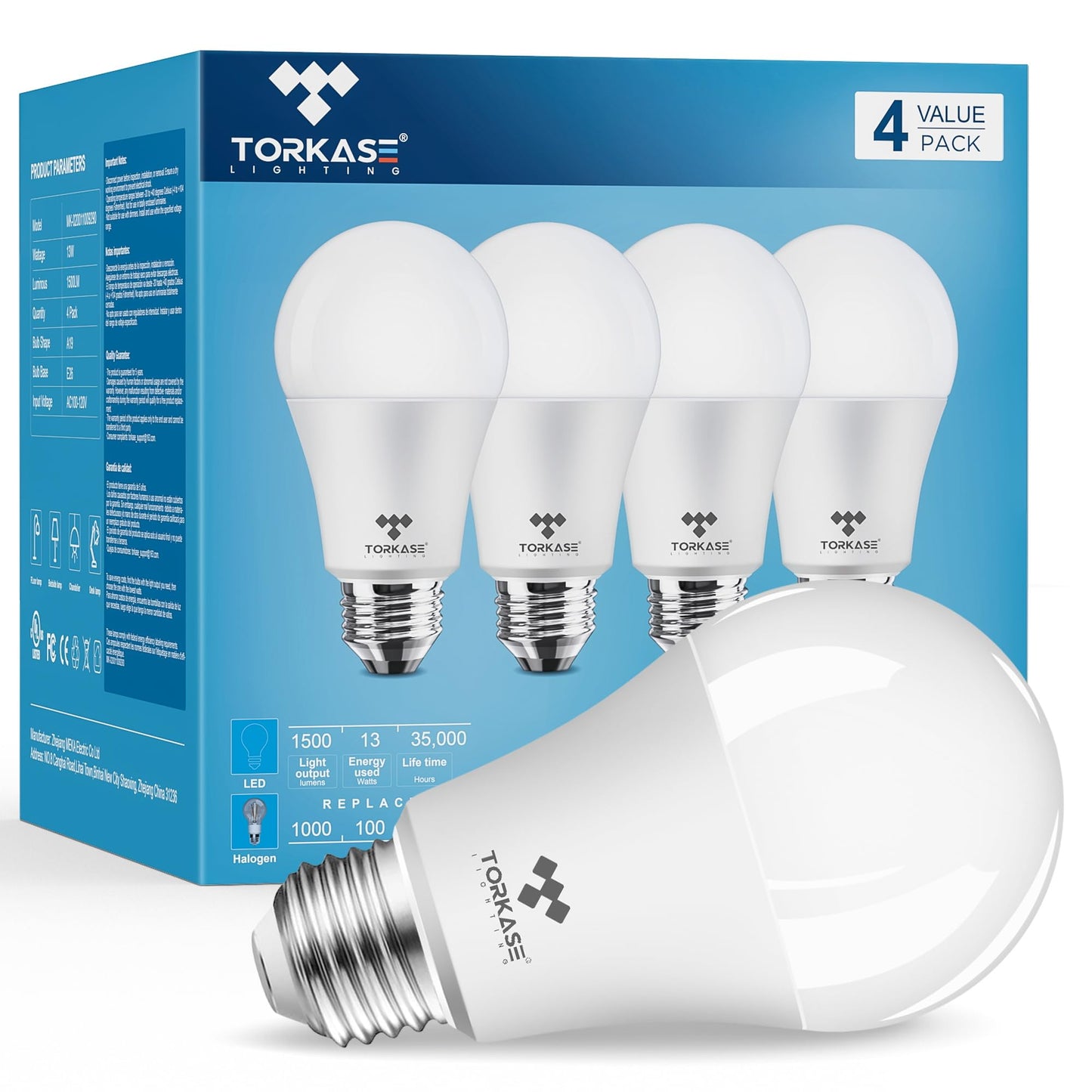 Torkase 100W Equivalent LED Bulbs, Soft White