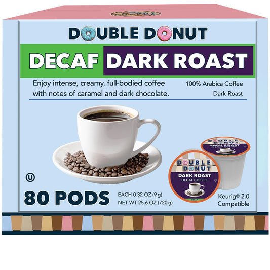 Double Donut Decaf Dark Roast Coffee Pods 80 Count