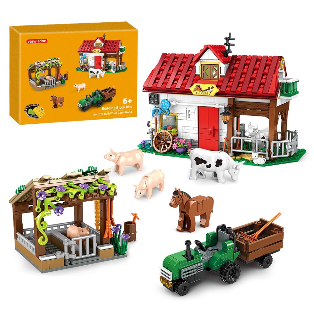 Animal Building Block Kit with Tractor Tools