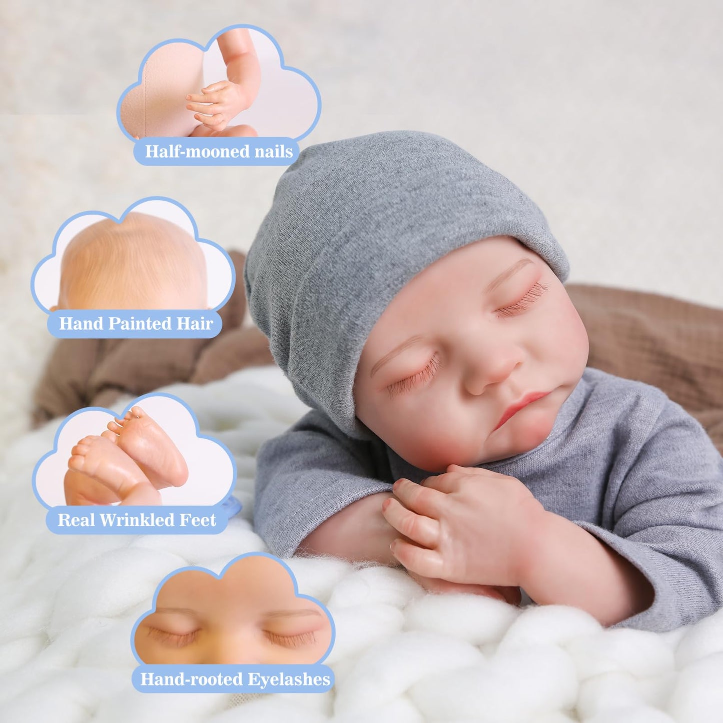 Reborn Baby Doll Boy with Accessories for Kids