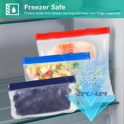 Reusable Silicone Food Storage Bags - 15 Packs