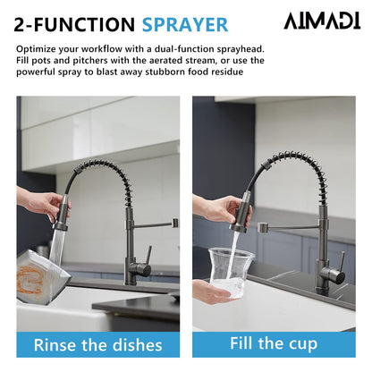 Kitchen Faucet with Sprayer AIMADI,Farmhouse High Arc Single Handle Spring Kitchen Sink Faucet Modern rv Stainless Steel Pull Down Kitchen Faucets,Grifos De Cocina