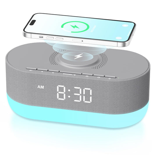Wireless Charging Alarm Clock with Bluetooth Speaker